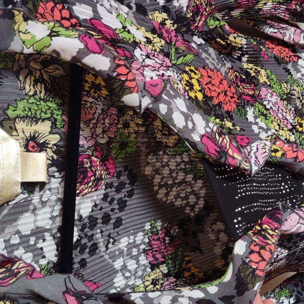 Vintage New York City design Co blouse petite extra large Floral Bell sleeves - Picture 4 of 7